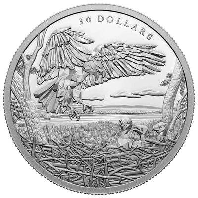 Fine Silver Coin - Multifaceted Animal Family: Bald Eagles Reverse