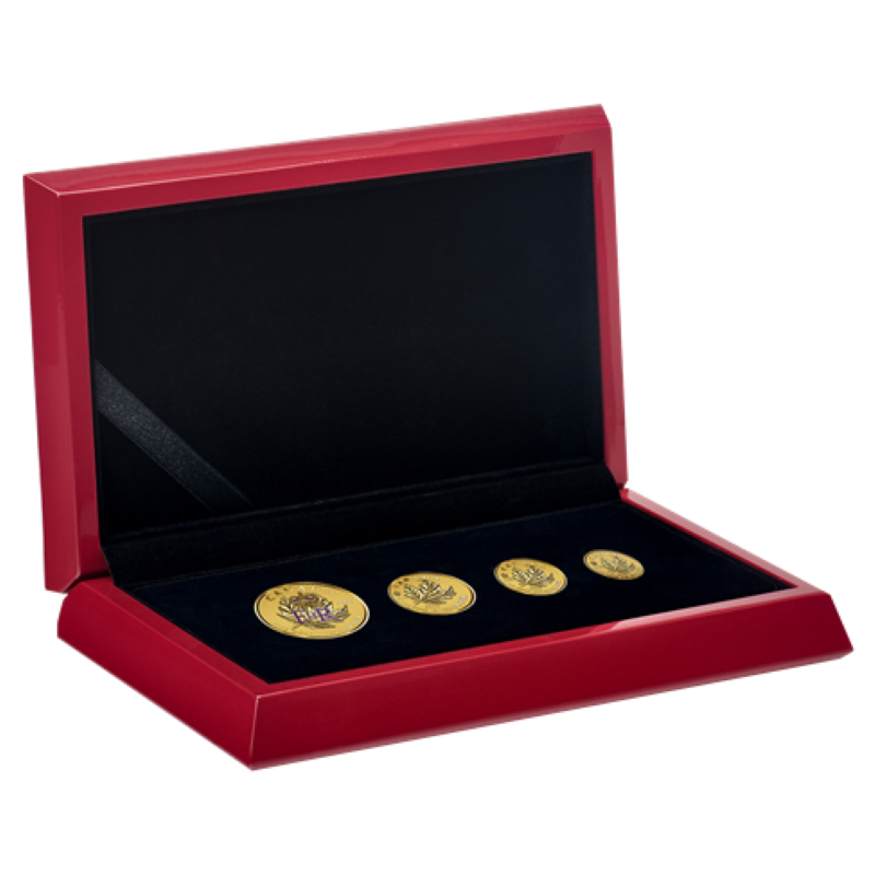 Pure Gold 4 Coin Set with Colour - An Historic Reign Packaging