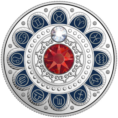 Fine Silver Coin with Colour and Swarovski Crystal - Zodiac Series: Taurus Reverse