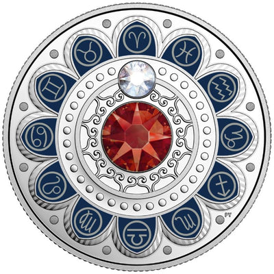 Fine Silver Coin with Colour and Swarovski Crystal - Zodiac Series: Aries Reverse