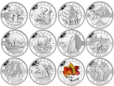 Fine Silver 12 Coin Set with Colour - O Canada