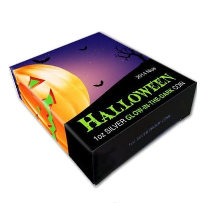 Fine Silver Glow In The Dark Coin with Colour - Halloween: Jack O'lantern Packaging