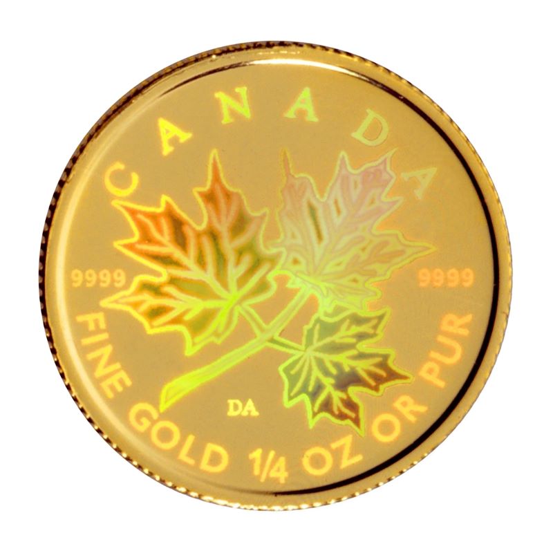 2001 1/4oz Pure Gold Hologram Coin - Maple Leaf Hologram – Canada