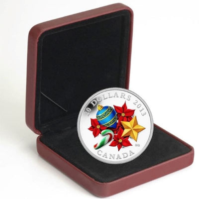 Fine Silver Coin with Colour and Venetian Glass - Holiday Candy Cane Packaging