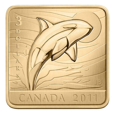 Sterling Silver Coin with Gold Plating - Orca Whale Reverse