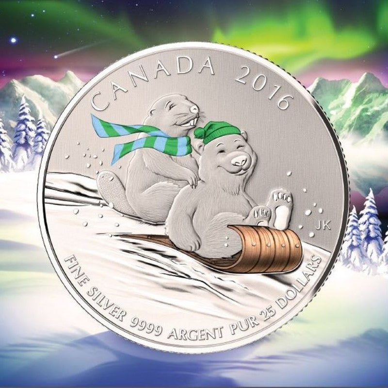 Fine Silver Coin with Colour - Winter Fun Packaging