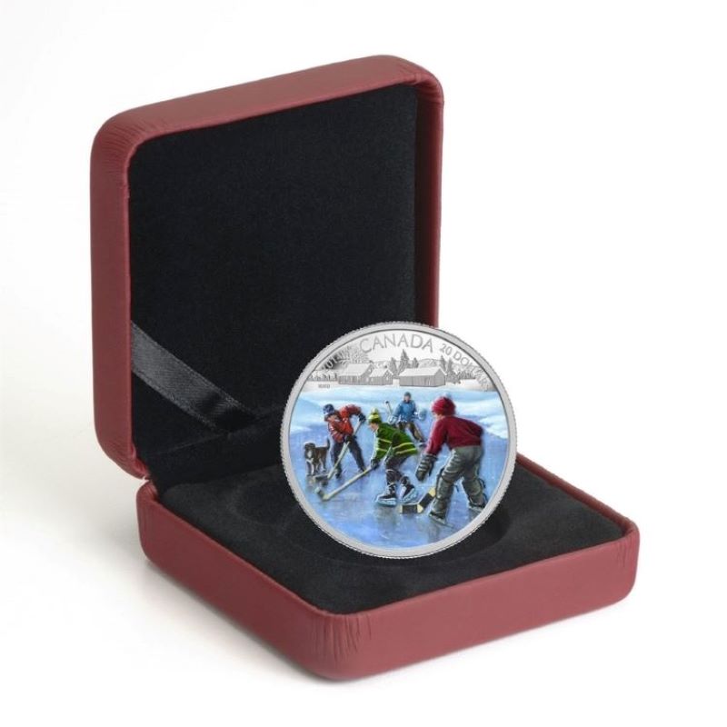 Fine Silver Coin with Colour - Pond Hockey Packaging