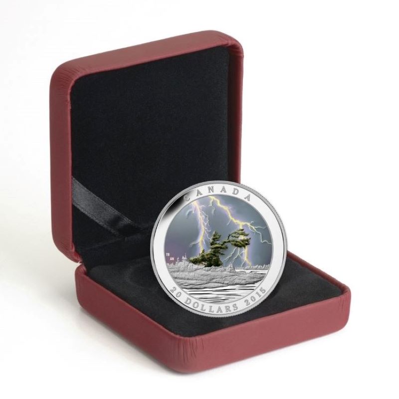 Fine Silver Glow In The Dark Coin with Colour - Weather Phenomenon: Summer Storm Packaging