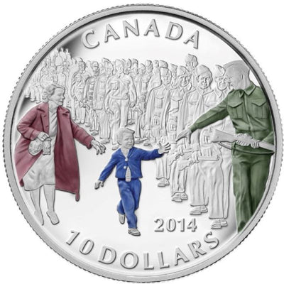 Fine Silver Coin with Colour - "Wait for Me, Daddy" Reverse