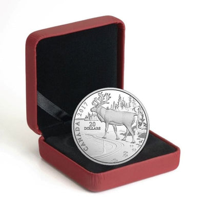 2017 $20 Fine Silver Coin - Paw Prints On The Edge: Woodland Caribou