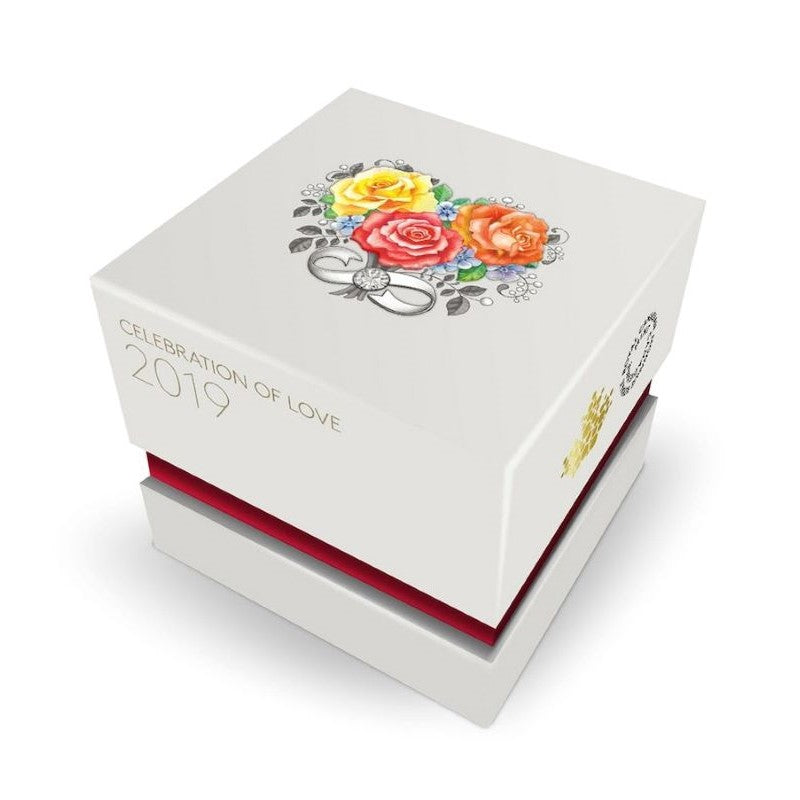 Fine Silver Coin with Colour and Swarovski Crystal - Celebration of Love Packaging