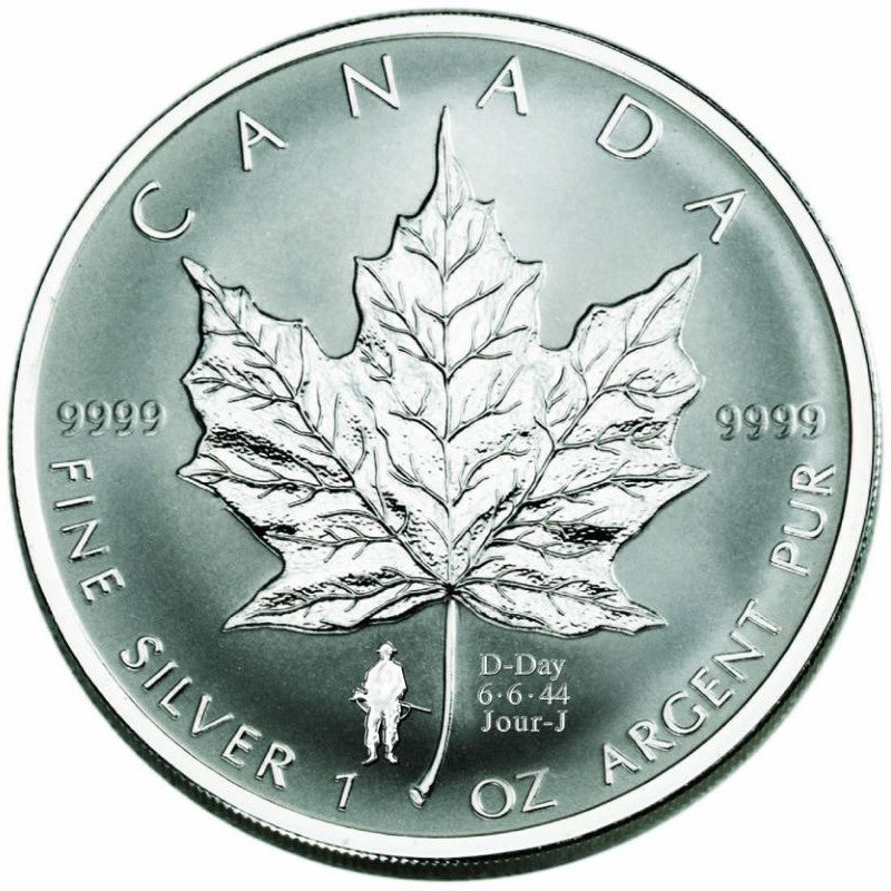 Fine Silver Coin - Silver Maple Leaf with D-Day Privy Mark Reverse