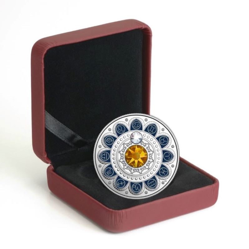 Fine Silver Coin with Colour and Swarovski Crystal - Zodiac Series: Cancer Packaging