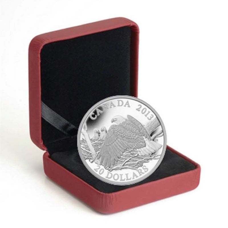 Fine Silver Coin - The Bald Eagle: Mother Protecting Her Eaglets Packaging
