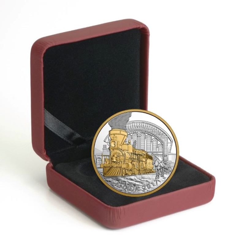 Fine Silver Coin with Gold Plating - Locomotives Across Canada: 4-4-0 Packaging