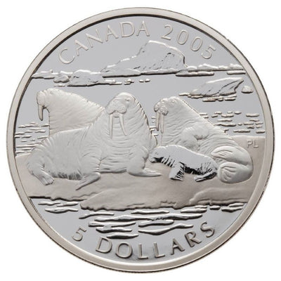 Fine Silver Coin and Stamp Set - Atlantic Walrus and Calf Reverse