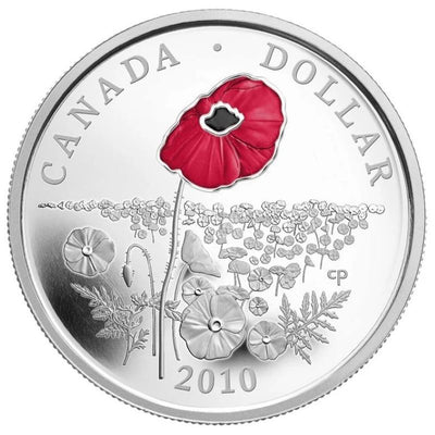 Sterling Silver Coin with Colour - Poppy Reverse