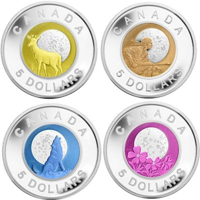 Sterling Silver 4 Coin Set with Coloured Niobium - Full Moon Series 
