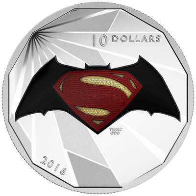 Fine Silver Coin with Colour - Batman Vs. Superman: Dawn of Justice - Logo Reverse