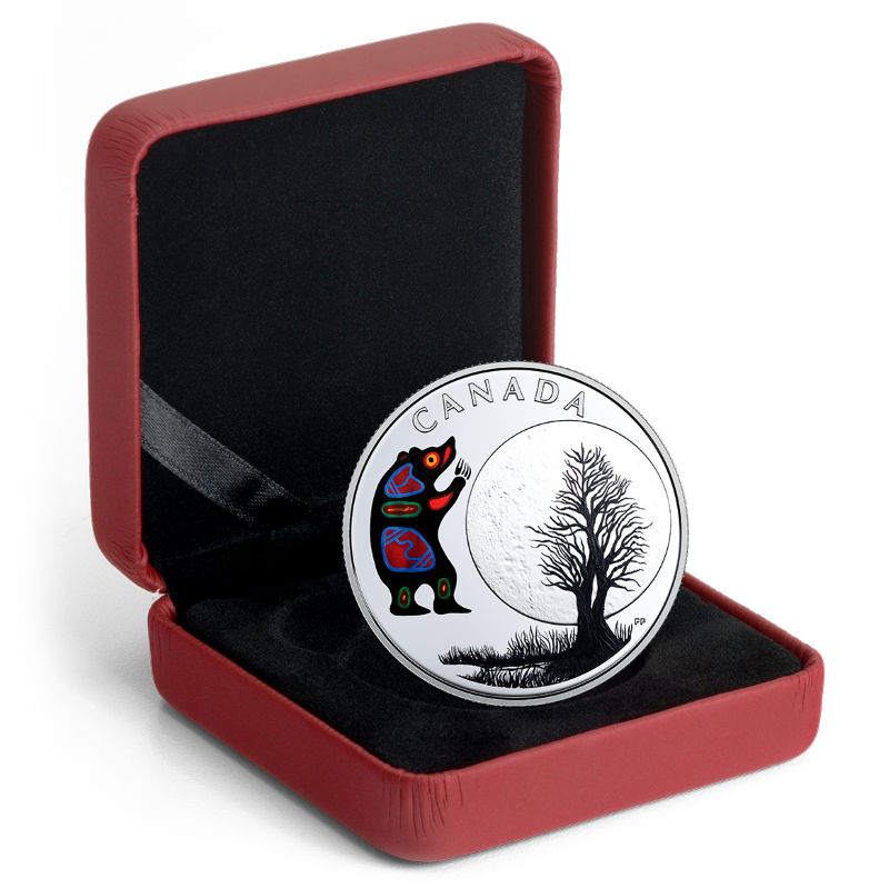 Fine Silver Coin with Colour - The Thirteen Teachings From Grandmother Moon: Bear Moon Packaging