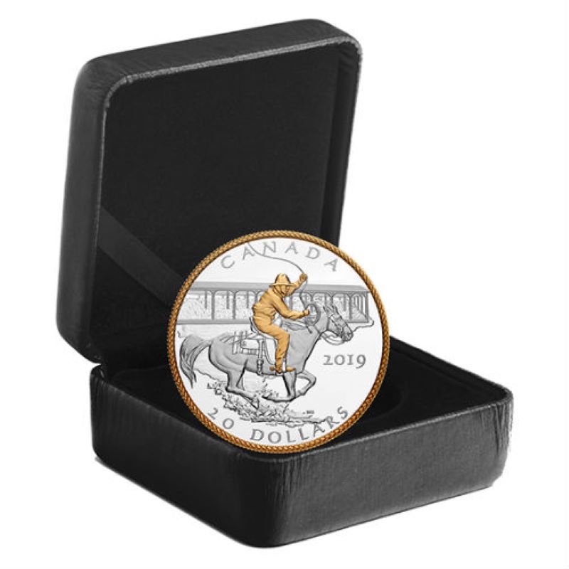 Fine Silver Coin with Gold Plating - Calgary Stampede: Victory Stampede Packaging