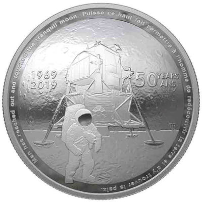 Fine Silver Convex Coin - 50th Anniversary of the Apollo 11 Moon Landing Reverse