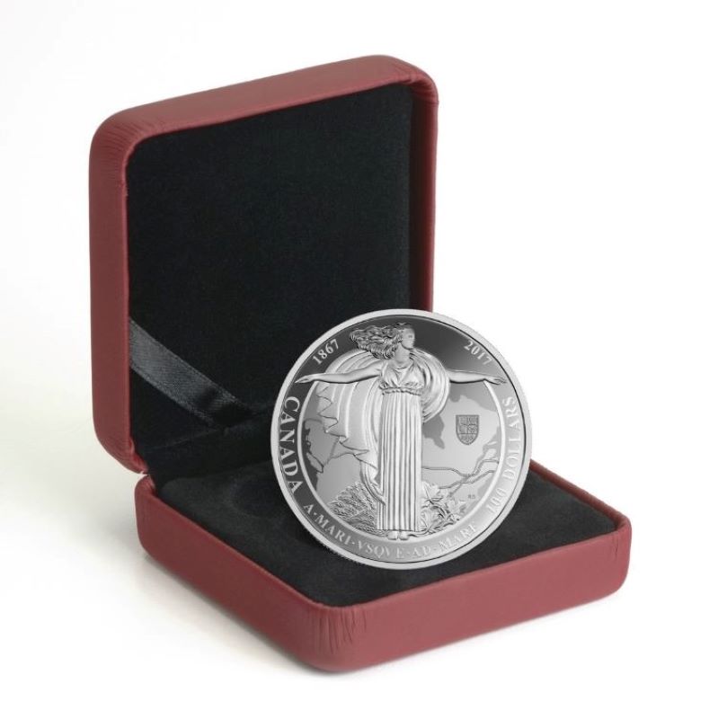 Fine Silver Coin - A Mari Usque Ad Mare: The Diamond Jubilee of the Confederation of Canada Medal Packaging