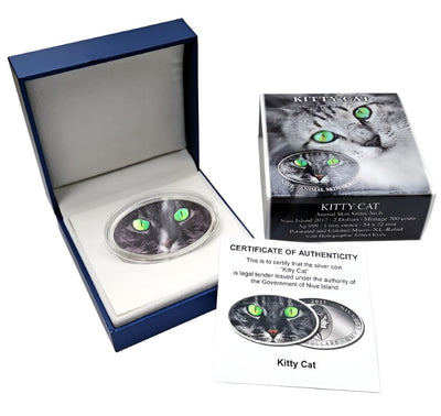 Fine Silver Hologram Coin with Colour - Kitty Cat Packaging