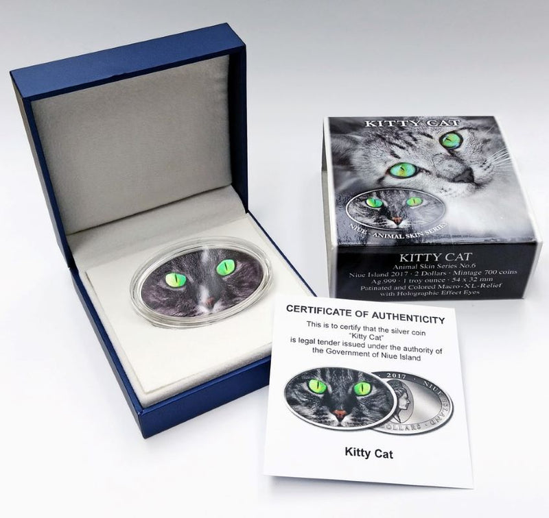 Fine Silver Hologram Coin with Colour - Kitty Cat Packaging