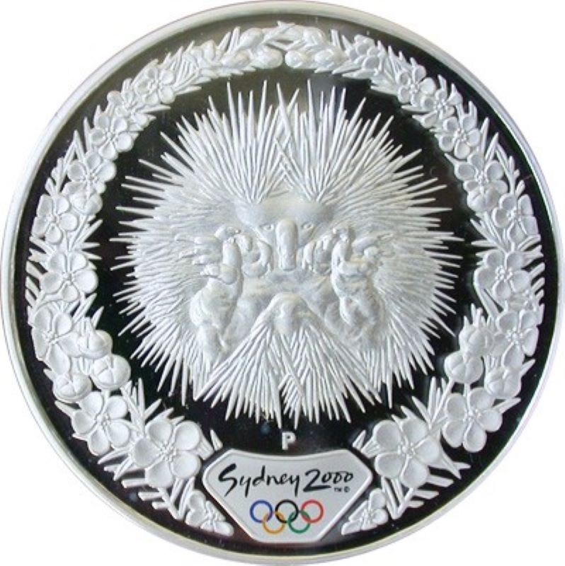 Fine Silver Coin with Colour  - The Sydney Olympics: Echidna and Tea Tree Reverse