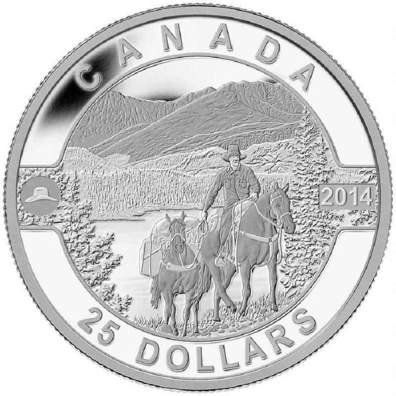 Fine Silver Coin - O Canada: Cowboy in the Canadian Rockies Reverse