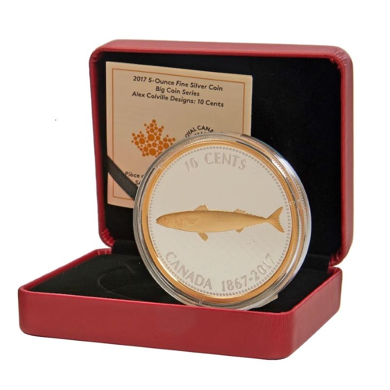 Fine Silver Coin with Gold Plating - Big Coin Series Alex Colville Designs: 10 Cents Packaging