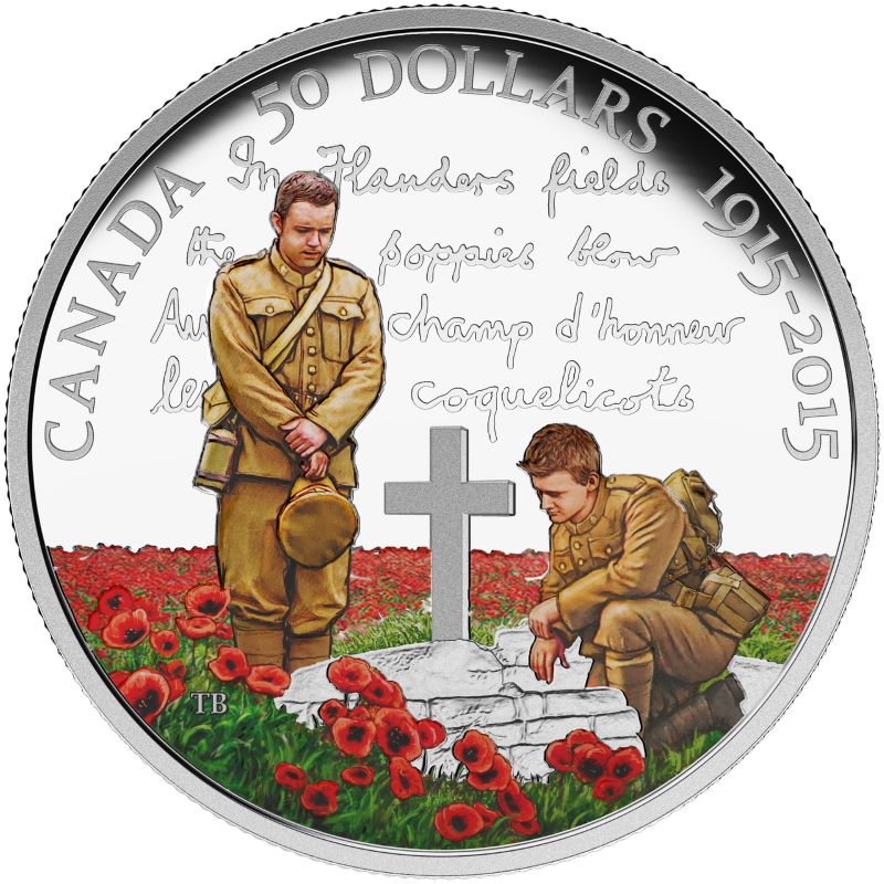 Fine Silver Coin with Colour - 100th Anniversary of In Flanders Fields Reverse