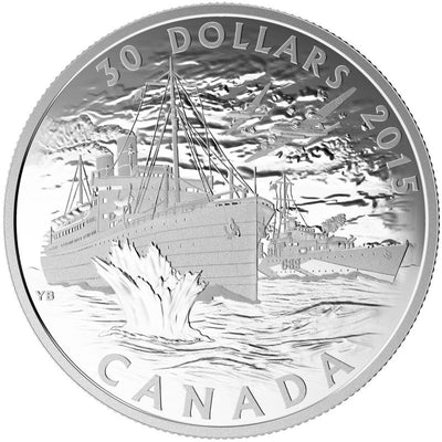 Fine Silver Coin - Canada's Merchant Navy in the Battle of the Atlantic Reverse