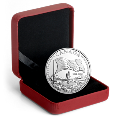 Fine Silver Coin - 50th Anniversary of the Canadian Flag Packaging