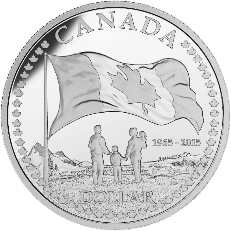 Fine Silver Coin - 50th Anniversary of the Canadian Flag Reverse