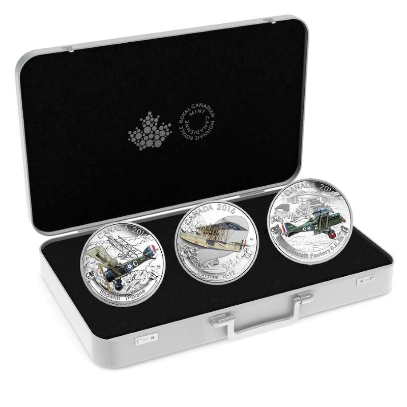 Fine Silver 3 Coin Set with Colour - Aircraft of the First World War Packaging