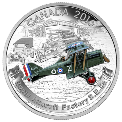 Fine Silver 3 Coin Set with Colour - Aircraft of the First World War: Royal Aircraft Factory S.E. 5a Reverse