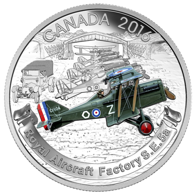 Fine Silver 3 Coin Set with Colour - Aircraft of the First World War: Royal Aircraft Factory S.E. 5a Reverse