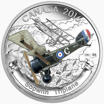 Fine Silver 3 Coin Set with Colour - Aircraft of the First World War: Sopwith Triplane Reverse