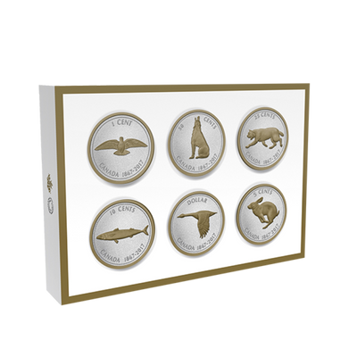 Fine Silver 6 Coin Set with Gold Plating - Big Coin Series: Alex Colville Packaging