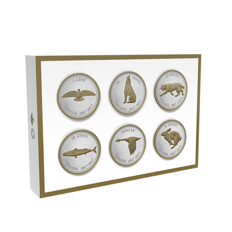 Fine Silver 6 Coin Set with Gold Plating - Big Coin Series: Alex Colville Packaging
