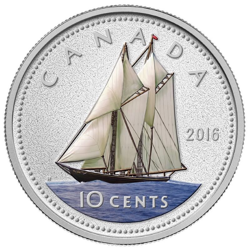 Fine Silver 6 Coin Set with Colour - Big Coin Series 10 Cents Bluenose Reverse