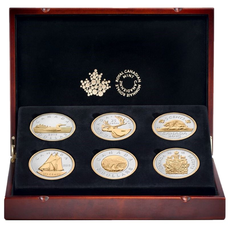 Fine Silver 6 Coin Set with Gold Plating - Big Coin Series Packaging
