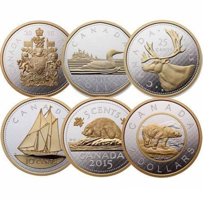 Fine Silver 6 Coin Set with Gold Plating - Big Coin Series