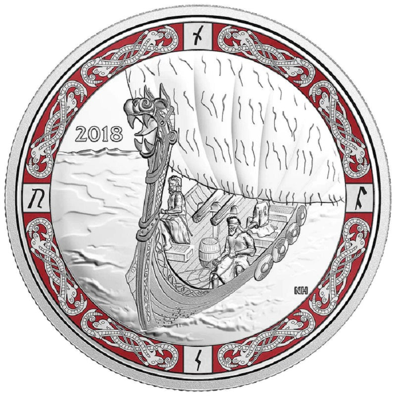 Fine Silver Coin with Colour - Norse Figureheads: Viking Voyage Reverse