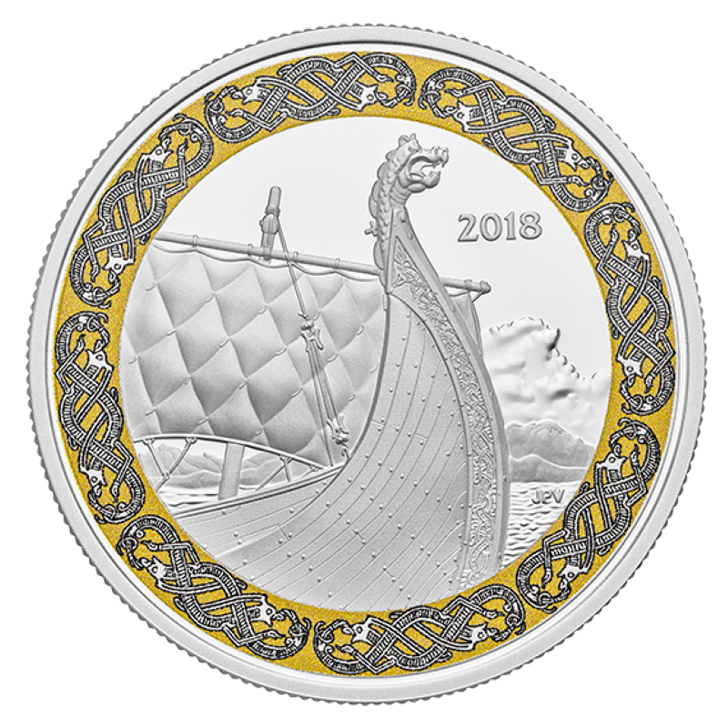 Fine Silver Coin with Colour - Norse Figureheads: Dragon&