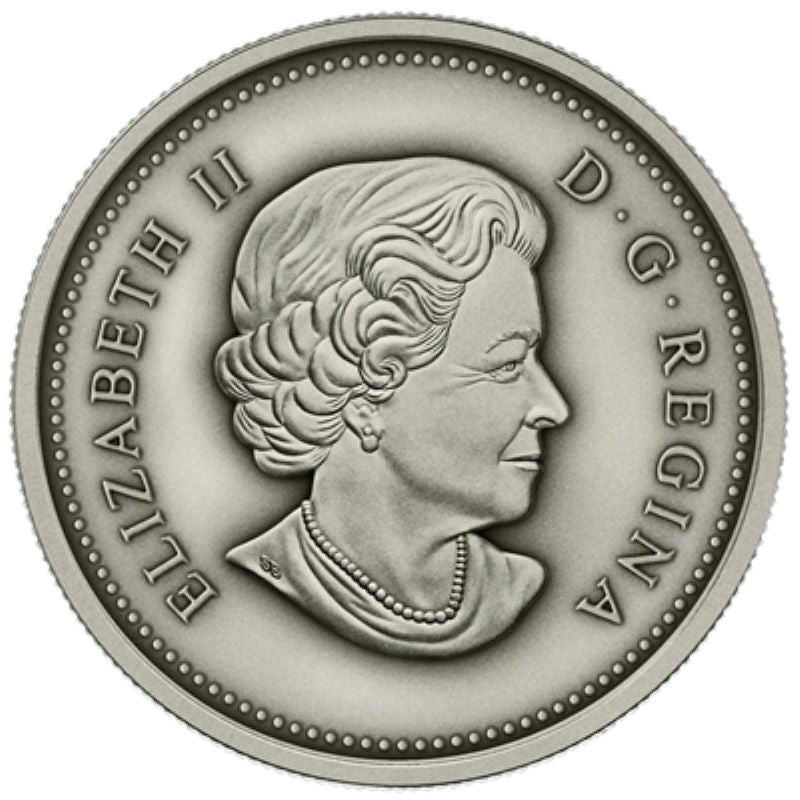 Fine Silver Coin with Colour - 75th Anniversary of the First Royal Visit Obverse