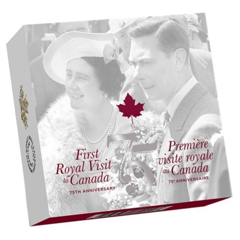 Fine Silver Coin with Colour - 75th Anniversary of the First Royal Visit Packaging