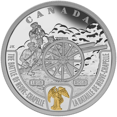 Fine Silver Coin with Gold Plating - First World War Battlefront Series: The Battle of Neuve-Chapelle Reverse